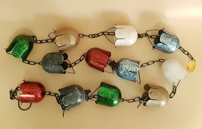 8.5FT Multicolor Rain Chains for Gutter and Rain Barrel, Rust-Resistant Plated Iron Rain Chain, Decorative and Functional Replacement for Downspouts or Gutters, W/Gutter Adapter (2 x 6color Cups)