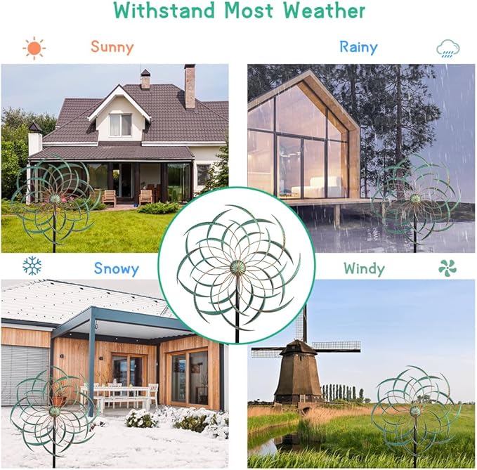 VEWOGARDEN Large Wind Spinners Outdoor Waterproof Metal Wind Sculptures & Spinners for Garden Patio Lawn Decor Artistic Gift, Light Green