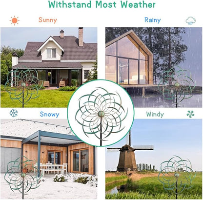 VEWOGARDEN Large Wind Spinners Outdoor Waterproof Metal Wind Sculptures & Spinners for Garden Patio Lawn Decor Artistic Gift, Light Green