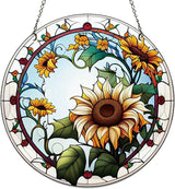 5.9'' Sunflower Acrylic Window Hanging Flower Sun Catcher Decor Stained Panel Hangings Wall Art Decor Gift for Daughter,Mom,Grandma (Style D)