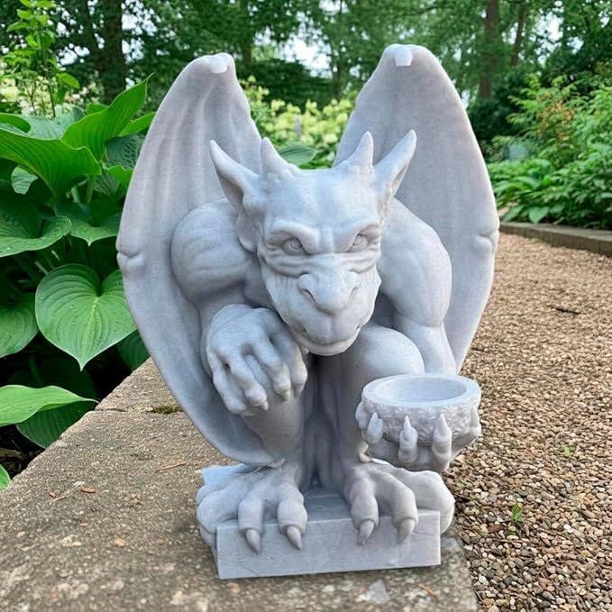 OLOMA Gargoyle Garden Statue Old World European Style Gothic Stone Outdoor Sculpture Decorative Mythical Guardian Durable Heavy Outdoor Indoor Accent for Lawn Patio Entryway Landscaping