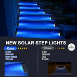 AUDLES 12 Pack Solar Stair Lights, Outdoor Step Lights with Waterproof IP67, Blue Color LED Solar Light for Outside Light Decor for Stair, Deck, Front Step, Front Porch, Patio and Backyard