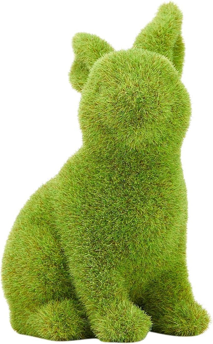 Easter Rabbit Decoration Horticulture Green Flocking Moss Sculpture Decoration Desktop Living Room Garden Easter Gift (Small 2PCS Standing+Sitting)