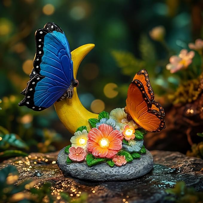 Rempry Solar Garden Butterfly Statue Decor for Yard Lawn Patio Outdoor, Unique Thanksgiving Anniversary Housewarming Decoration Gifts for Mom Grandma Women
