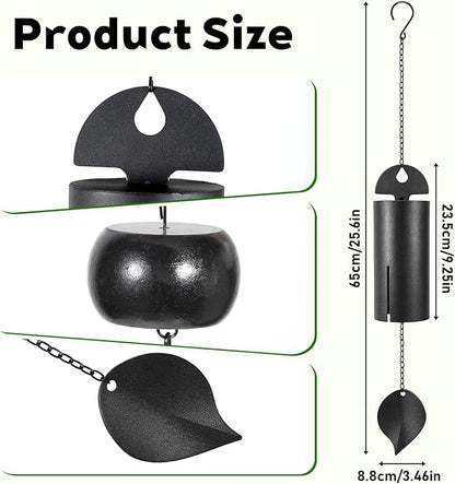 Wind Chimes for Outside Deep Tone, Black Large Metal Unique Serenity Bell with Deep Resonance Cylinder Memorial Wind Chime Outdoor for Garden Patio Yard Porch