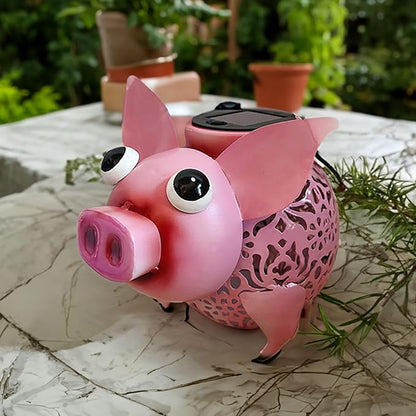 Teaeeno Solar Pig Lantern Lights,Outdoor Garden Pig Statue for Yard,Metal Animal Decor Outdoor,Garden Yard Lawn Backyard Ornament Decor,Home, Lawn, Patio, Resin Animal Ornament, Women/Gardening Gifts