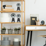 Yulejo Set of 3 Wooden Farmhouse Windmill Table Top Decor - Small Distressed Black Grey Rustic Themed for Kitchen Garden Home