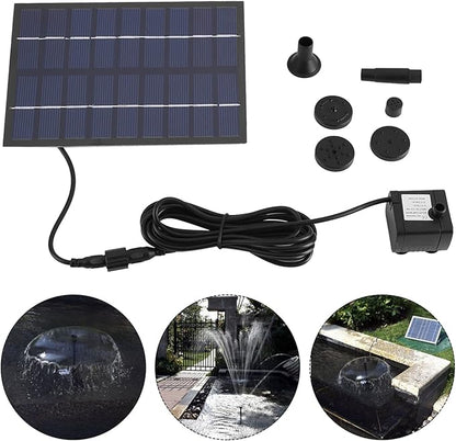 Solar Fountain for Bird Bath, 1.8W Solar Panel Water Pump Kit Outdoor Powered Fountain Decor with 4 Nozzle Long Cable for Small Pond Patio Garden Pool And Fish Tank