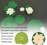 Fake Lily Pads, 10 PCS Artificial Lotus with Water Lily Pad, Realistic Water Floating Foam Lotuses Lily Pads, Artificial Floating Lotus Decor with Lily Pad for Home Outdoor Ponds