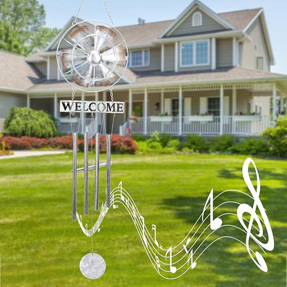 MUMTOP Wind Chimes for Outside, Metal Wind Chimes Outdoor with Wind Spinner and Welcome Sign for Home, Garden and Patio Decor