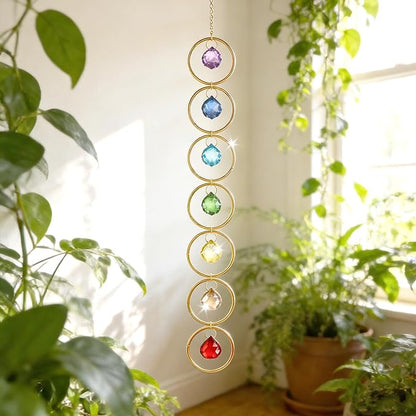 7 Chakras Healing Crystals Hanging Chakra Wall Decor Pendant Ornaments 7-Color 20 mm Crystal Balls for Wind Chimes, Hanging Sunlight Catcher, Window Ornament, Meditation, Fengshui, Yoga