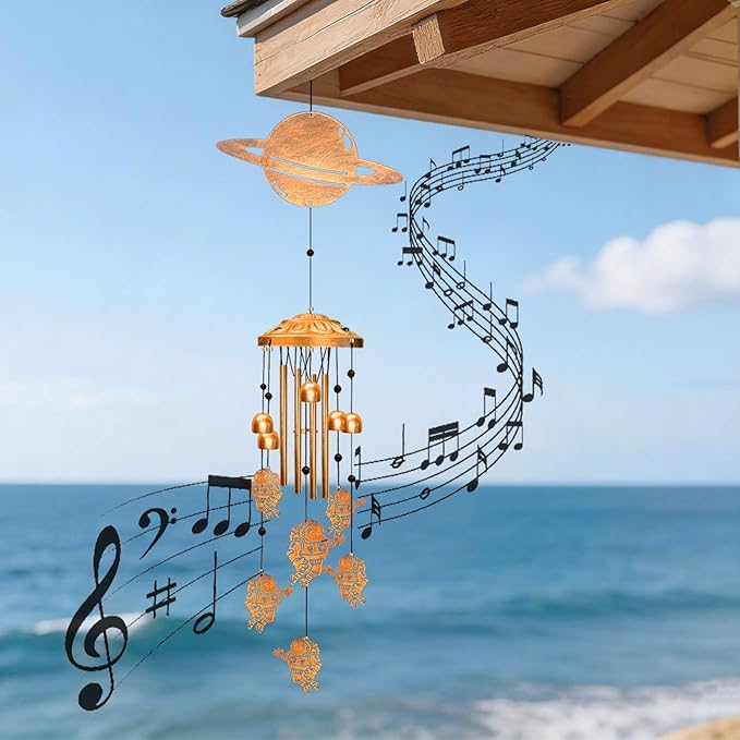 Astronaut Wind Chimes for Outside - Planet Shape Windchimes Outdoors, Memorial Astronauts Space Gifts, Metal Astronauts Planets Wind Chime Decorations, for Home/Porch/Yard/Garden/Decor