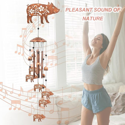 Pig Wind Chimes for Outside,Pig Farmhouse Memorial Gifts for Men/Women/Dad/Grandpa, Yard Outdoor Decor, Home Lawn Patio Garden Decoration (Pig)