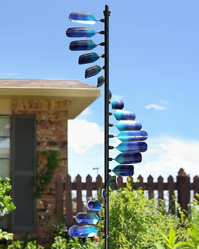 Wind Spinners Outdoor, 93" Large Metal Wind Spinners for Yard and Garden, Kinetic Wind Sculptures & Spinners with Stake, Windmill for Yard Art Decor (Peacock Spiral)