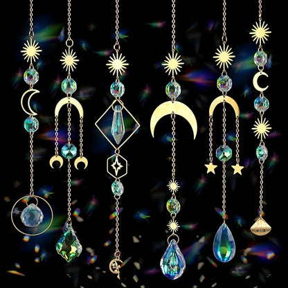 Crystal Suncatcher, 6 Pcs Sun Catchers for Indoor Windows Hanging Crystals Prism Rainbow Maker Ornaments for Garden Home Balcony Ceiling Cute Room Decor Wedding Party Gifts