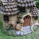 Zayton Garden Squirrel's House Outdoor Statues Yard Resin Decoration Gift Handmade Housewarming Gift for Patio Yard Lawn Waterproof Cracking