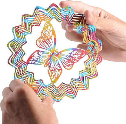 LONGSHENG Butterfly Wind Spinner- 3D Indoor Outdoor Garden Decoration Crafts Ornaments Hand Painted Stainless 6 inch
