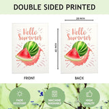 Mugod Watercolor Watermelon Decorative House Flag 28x40 Inch Double Sided, Summer Fruit Red & Green Large Burlap Flag for Outdoor Garden Yard Decoration