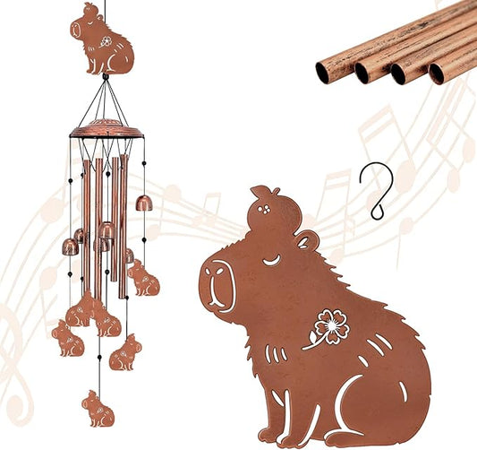 Capybara Wind Chimes for Outside, Metal Windchimes Outdoors, Capy Gifts for Women Men, Memorial Birthday Gifts, Garden Decor for Outside, Home, Patio, Yard, Lawn (Capybara)