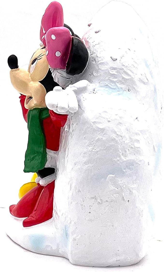 Disney Mickey and Minnie Mouse Let it Snow Christmas Outdoor Garden Rock, 5 inches Tall, Officially Licensed Disney Product