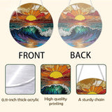 Ocean Waves Suncatcher for Windows Hanging, Coastal Sunset Sunshine Sun Catchers Indoor Window Door Decoration, Round Wall Hanging Decor, Beach House Decor, Home Decors, Housewarming Gift