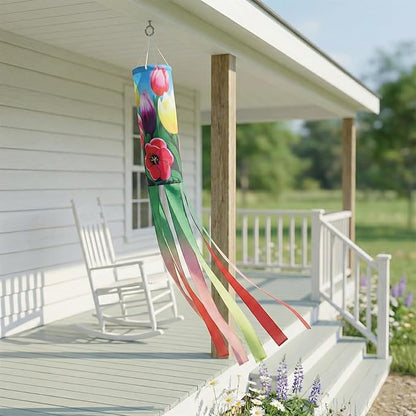 Madrona Brands Spring Tulip Flowers Windsock for Outside 48 Inch | Durable Outdoor Decorative Hanging Wind Sock Flag | Yard, Garden, Patio