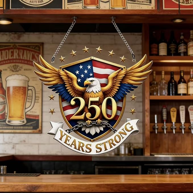 250th Anniversary America Suncatchers with Flag Designs Eagle Pattern Acrylic Sun Catcher 1776-2026 Years Patriotic Windows Decorations Independence Day Supplies for Party