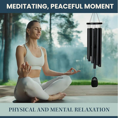 Woodstock Chimes Signature Collection, Gregorian Chimes, Alto (27'') Black, Inspirational and Memorial Wind Chimes for Outdoor, Patio, Home or Garden Décor (GABB)