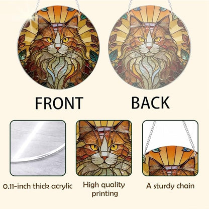 Cat Acrylic Suncatcher, Artistic Colorful Suncatcher, Indoor Window Wall Art, Home Garden Outdoor Decors, Decorative Acrylic Hanging Sun Catcher, Cat Lover Gift, Birthday