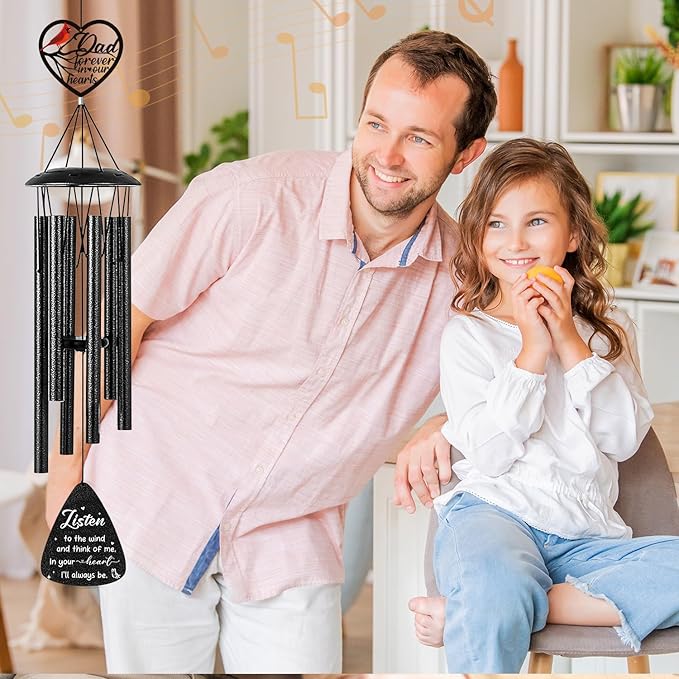 Memorial Gifts for Loss of Dad Father- Luvsweets 36'' Memorial Wind Chimes for Outside, Sympathy Bereavement Condolence Grief Remembrance Funeral Gifts for Loss of Dad, with S Hook Greeting Card