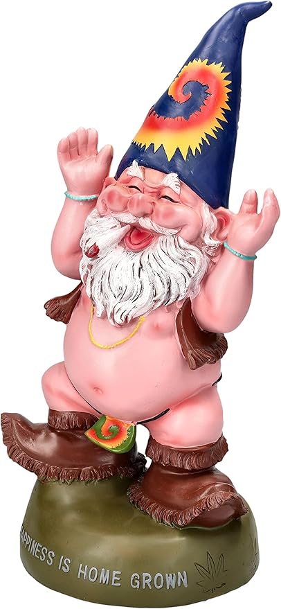 Pacific Giftware Free Spirited Pot Smoking Happiness is Home Grown Garden Gnome Statue 10H
