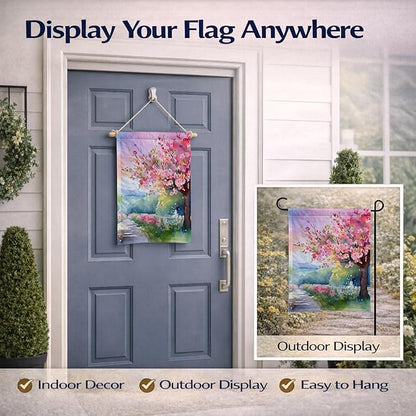 Caroline's Treasures Michigan Apple Blossoms in Watercolor Garden Flag Mailbox Flag Decorative Yard Flag Banner Outside Patio Artwork Yard Flower Beds, Garden Size, Multicolor