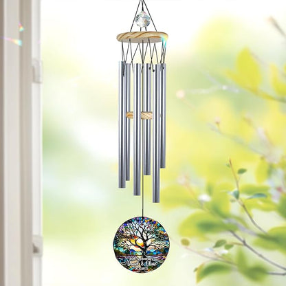 Personalized Wedding Gifts for The Couple, Custom Crystal Tree of Life Wind Chime, Suncatcher Ornament Outdoor Chimes Hanging, Mother's Day Birthday Gifts for Women, Grandma, Nana Garden Décor