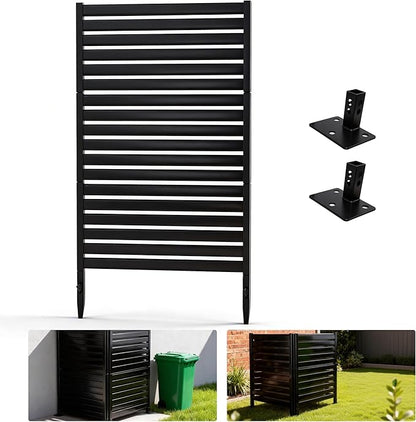 38" W x 63" H Narrow Privacy Screen Panels, Slim Wrought Iron Fence for Side Yard & Tight Spaces - Use as AC Unit Cover or Patio Divider