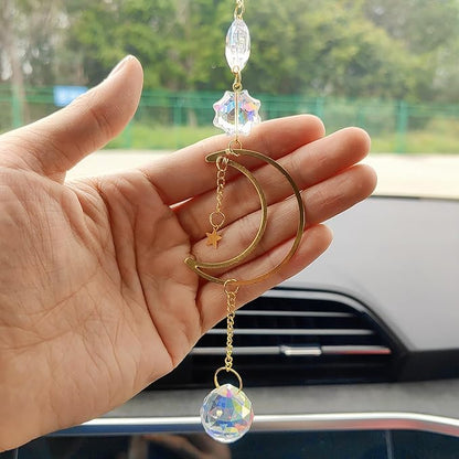Crystal Sun Catcher Rear View Mirror Accessories, Colorful Crystals Suncatcher Car Mirror Hanging Accessories Car Decor, Hanging Ornament for Window Home Garden etc.
