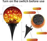 2 Pack 60 LED Garden Solar Outdoor Lights Decorative, Gradient red Cracked Glass Solar Globe Lights, Upgraded Waterproof Ball Lights for Yard Pathway Patio Lawn Christmas Outside Decor