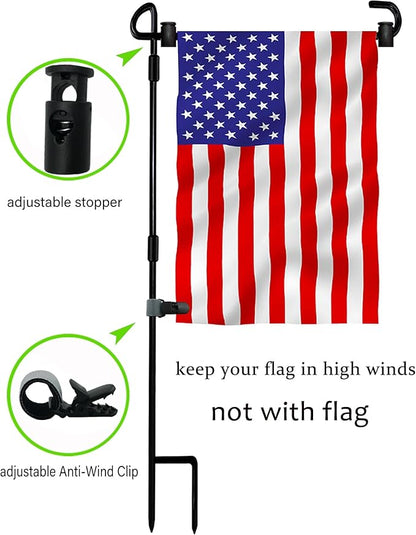 Garden Flag Pole Stand Holder, Garden Flags for Outside with Flag Stopper and Clip Waterproof Powder-Coated Paint for Flag Pole Holder for Outside House,Yard Flags for Outside