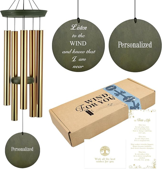 ASTARIN Memorial 36" Wind Chimes, Personalized Name Sympathy Wind Chime, in Memory of Loss Mom Loved One, Large Deep Tone Bereavement Windchimes, Listen to The Wind(Produced in USA)