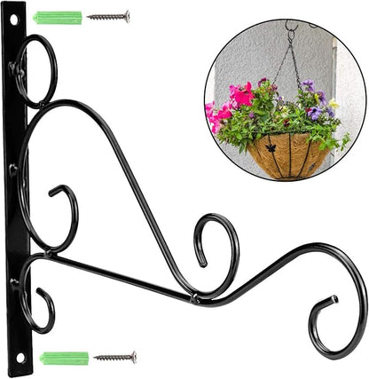 KEILEOHO 6 PCS 10 Inches Hanging Plant Bracket, Wall Mount Metal Plant Hanger with Screws, Iron Plant Brackets for Hanging Baskets Plants Flower Wind Chimes Bird Feeders Indoor Outdoor Home Decor