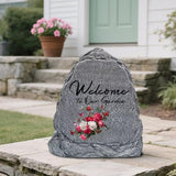 Garden Stone Sculpture with Roses and Butterflies, Solar Resin Outdoor Sculpture, Suitable As A Grave Decoration for Gardens, Lawns, Cemeteries, Memorial Gifts, Home Decoration