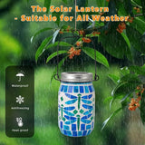 Starsoul Solar Hanging Lanterns Outdoor Waterproof, Mosaic Dragonfly Decor Glass Solar Outdoor Lights, Decorative Solar Lantern for Outside Pathway Patio Porch Yard Decor