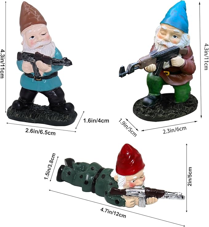 Military Garden Gnomes, Garden Statues Gnome with Gun, Funny Army Gnomes Soldiers Tactical Statue for Indoor Outdoor, Patio, Yard, Lawn, Christmas Ornaments, Home Décor