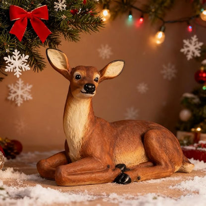 Outdoor Large-Sized Deer Garden Statue, Decorative Sculpture 21 inches Indoor/Outdoor Garden Decoy Animal Statue Forest Fawn Sculpture