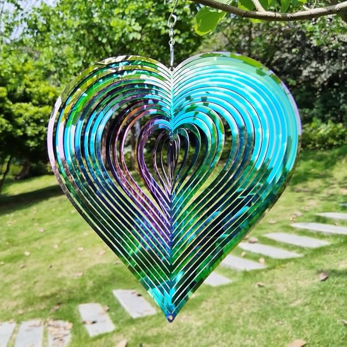 Wind Spinners Outdoor Yard Spinners - Metal Wind Spinner Outdoor Hanging, Wind Chimes for Outside, Spiral Crystal Wind Spinner, Garden Wind Spinners, （10 inch）