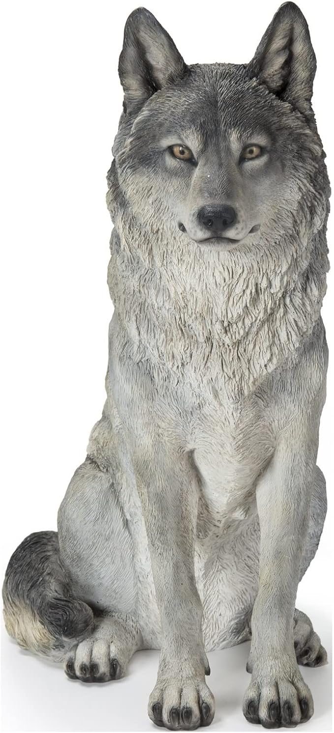 Hi-Line Gift Ltd. Sitting Grey Wolf Statue