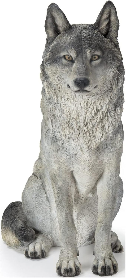 Hi-Line Gift Ltd. Sitting Grey Wolf Statue
