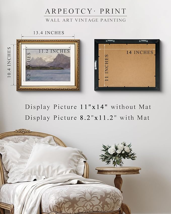 ARPEOTCY Vintage Gold Framed Wall Art, Coastal Range Seaside Landscape Paintings 13x16 inch Victorian Wall Decor for Living Room Bedroom Bathroom Canvas Prints Antique Pictures Frame