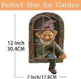 Teaeeno 12-inch Elf Out The Door Tree Hugger, Garden Gnome Statue Decor Outdoor, Large Outdoor Tree Hugger for Yard Art, Trees Decorations Outdoor Wallmounted Statue