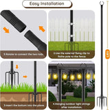 AILBTON 10Ft String Light Poles 6 Pack,Light Poles for Outside Lights,Outdoor with Fence Brackets Hanging Lights,Metal Stand Deck Patio Backyard