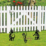 SUPERDANT 3PCS Kokopelli Metal Garden Yard Art Decor Black Silhouette Outdoor Iron Art Decoration Garden Stakes Statues Ornament Crafts for Backyard Parks Lawns Outdoor Spaces